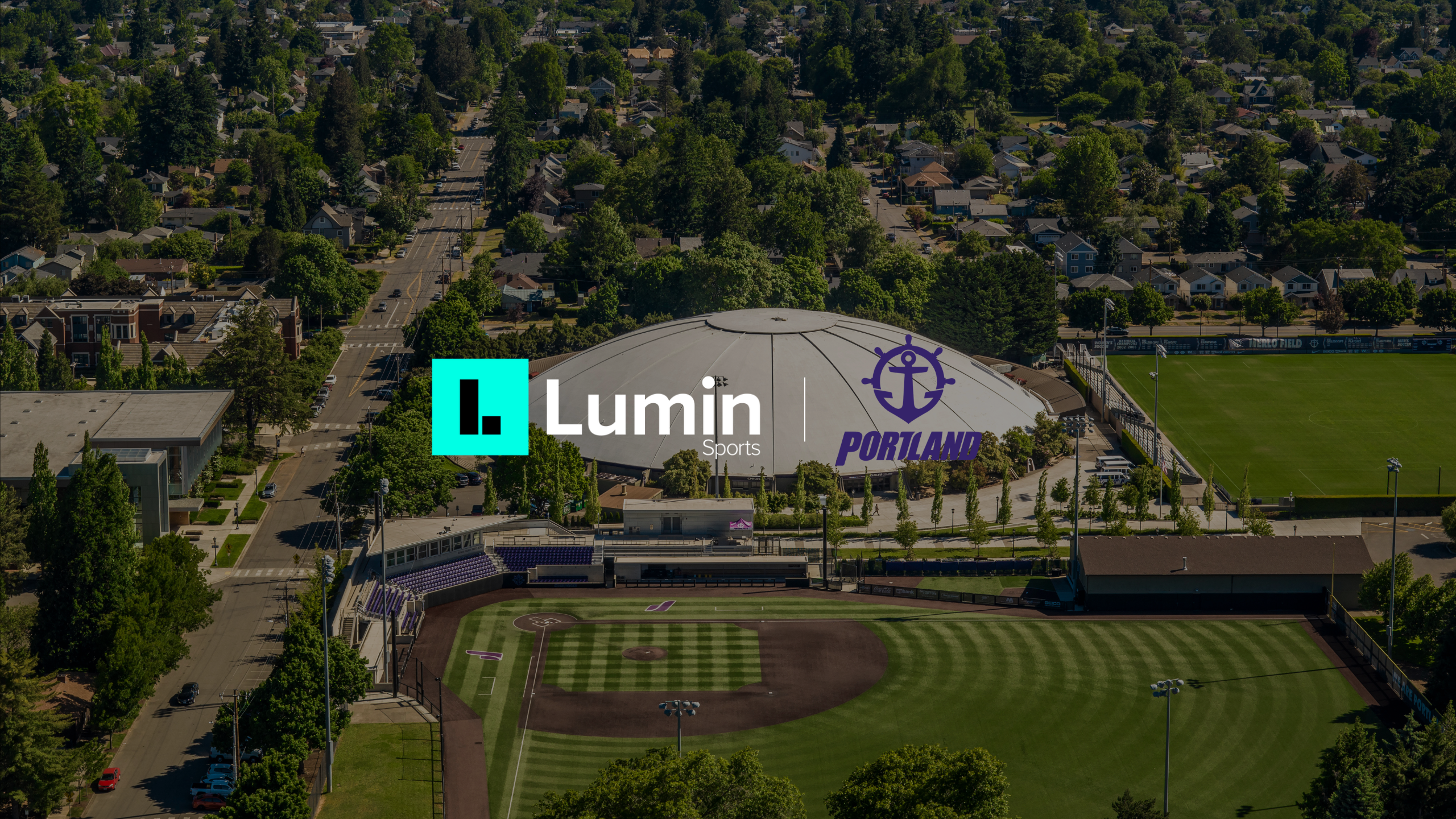 Image of Lumin Sports logo next to the Portland Pilots logo.